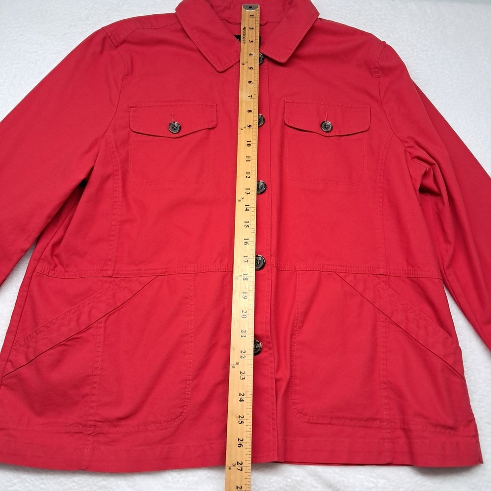 NWOT Talbots Tailored Utility Jacket Womens XL Red Canvas Field Coat Button Up - Picture 9 of 11